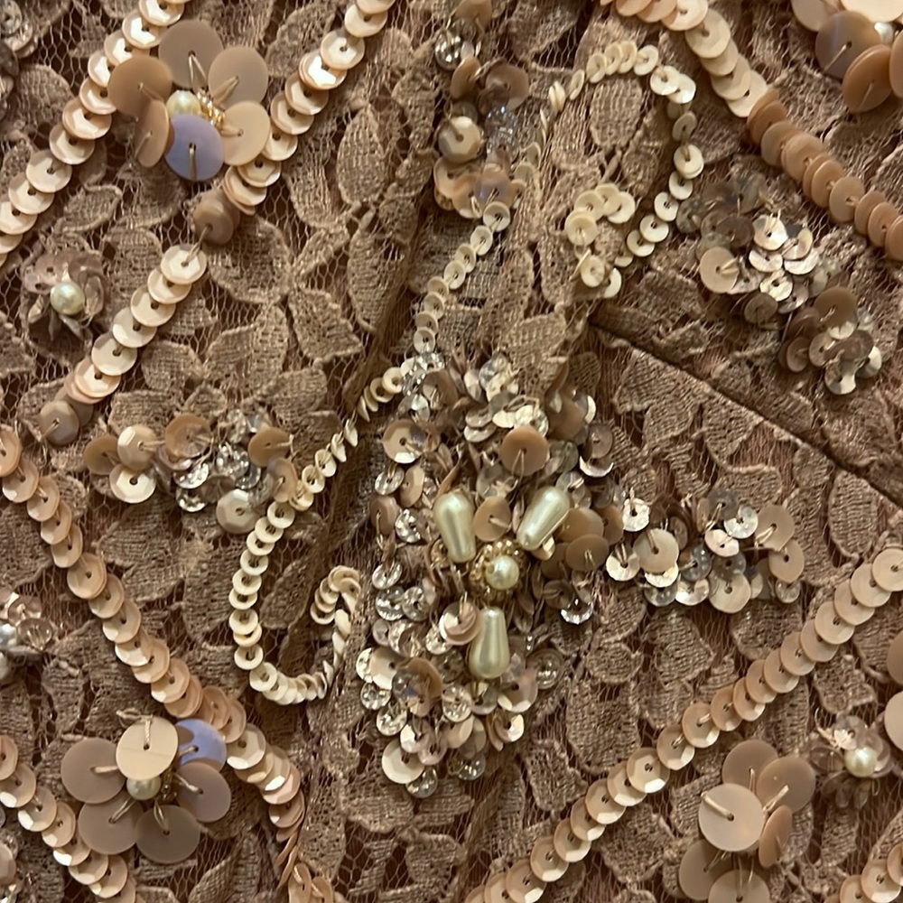 Adrianna Papell Boat Neck 3/4 Sleeves Back Zipper Midi Beaded Dress-ROSE… - Picture 8 of 11